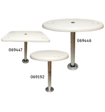 Plastic tables with aluminum pedestal & base